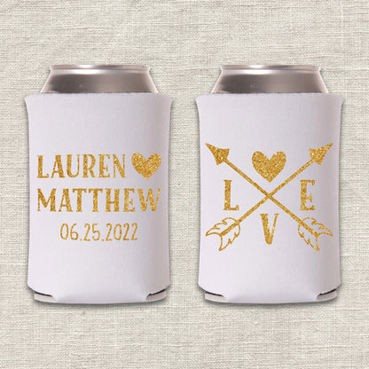 LOVE Arrow Wedding Koozie