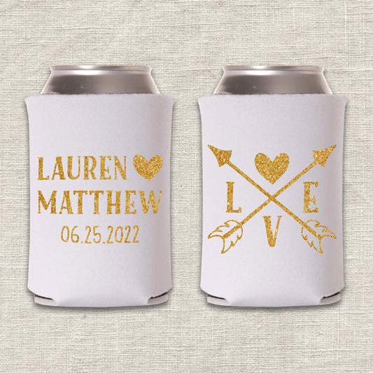 LOVE Arrow Wedding Koozie