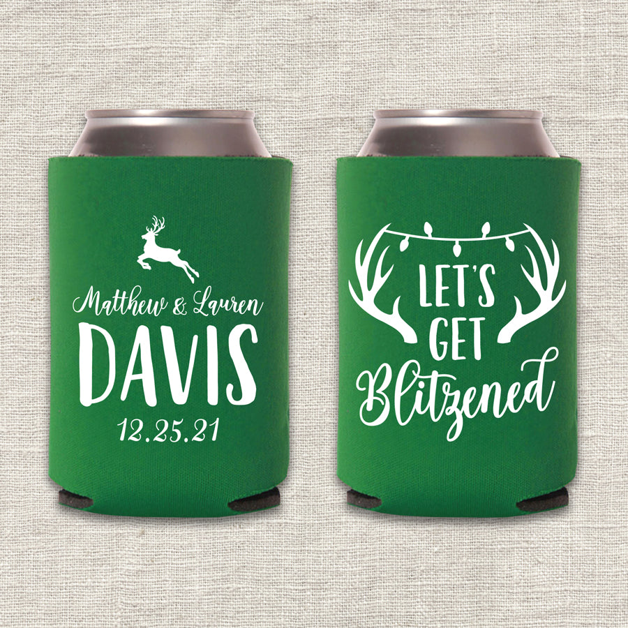 Let's Get Blitzened Christmas Wedding Koozie