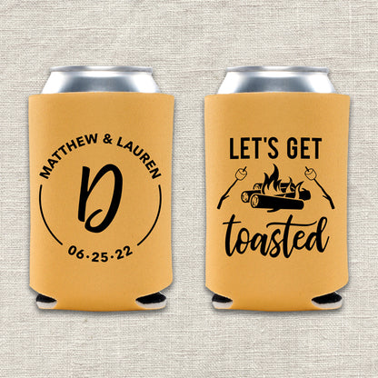 Let's Get Toasted Camping Wedding Koozie