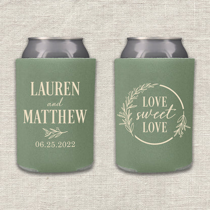 Love Sweet Love Floral Wedding Koozie