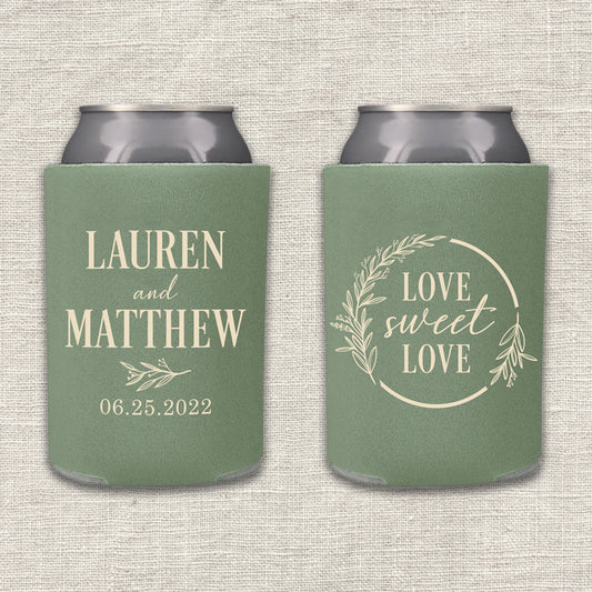 Love Sweet Love Floral Wedding Koozie