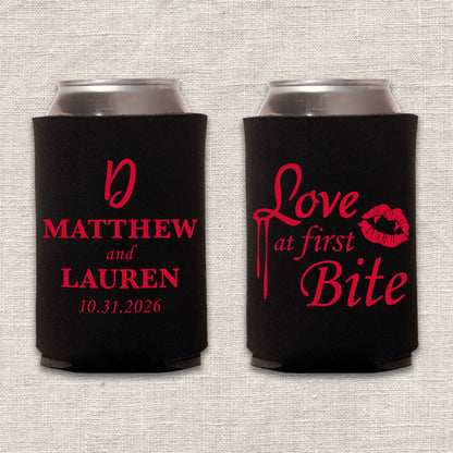 Love at First Bite Halloween Wedding Koozie