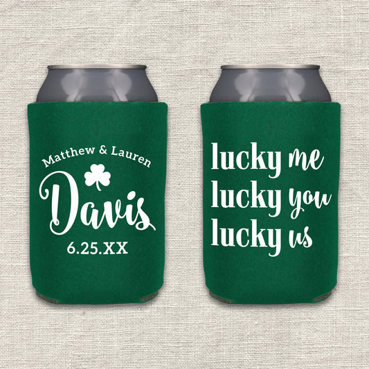 Lucky Us St. Patrick's Day Wedding Koozie