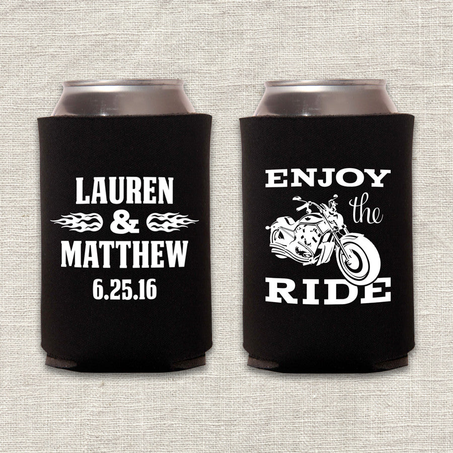 Enjoy the Ride Motorcycle Wedding Koozie