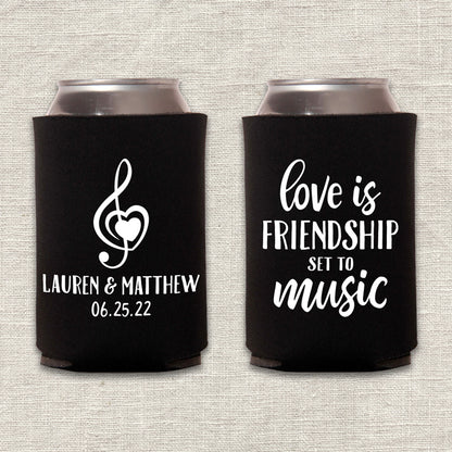 Love is Friendship Set to Music Wedding Koozie