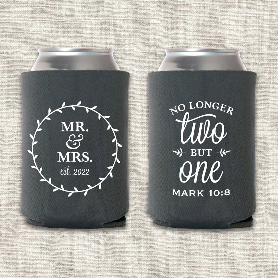 No Longer Two But One Wedding Koozie