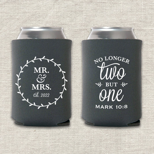 No Longer Two But One Wedding Koozie