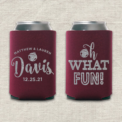 Oh What Fun Christmas Wedding Koozie
