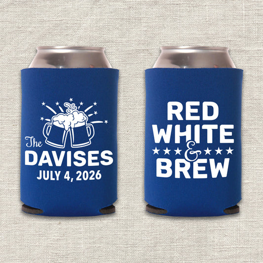 Red, White & Brew Wedding Koozie