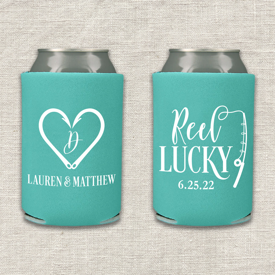 Reel Lucky Fishing Wedding Koozie