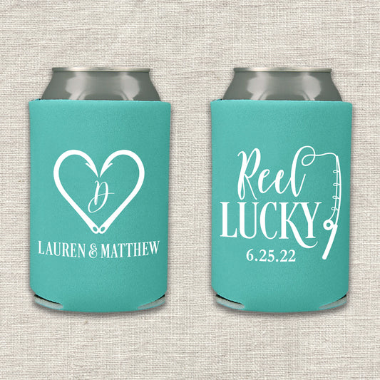 Reel Lucky Fishing Wedding Koozie