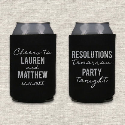Resolutions Tomorrow Party Tonight New Year's Eve Wedding Koozie