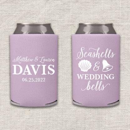 Seashells and Wedding Bells Koozie