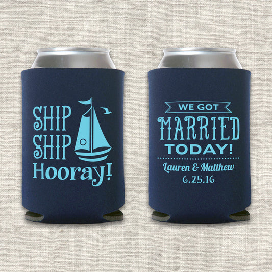 Ship Ship Hooray Nautical Wedding Koozie