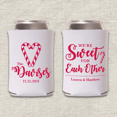 We're Sweet for Each Other Christmas Wedding Koozie