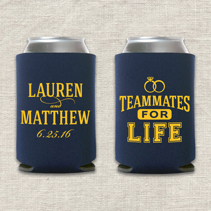 Teammates for Life Sports Wedding Koozie