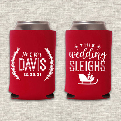 This Wedding Sleighs Christmas Koozie