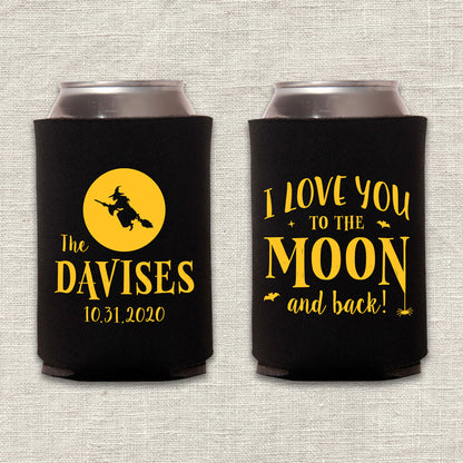 To the Moon and Back Halloween Wedding Koozie