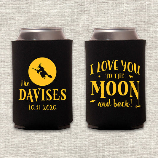 To the Moon and Back Halloween Wedding Koozie