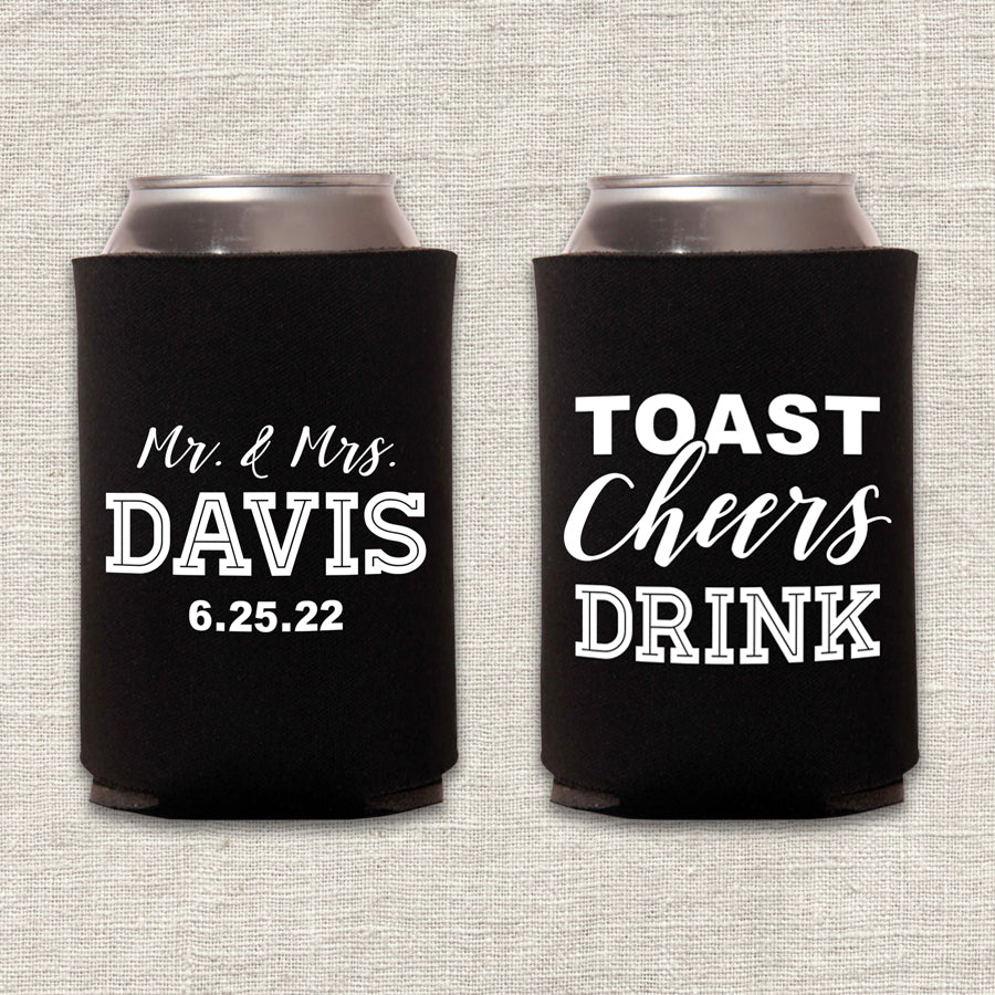 Toast, Cheers, Drink Wedding Koozie