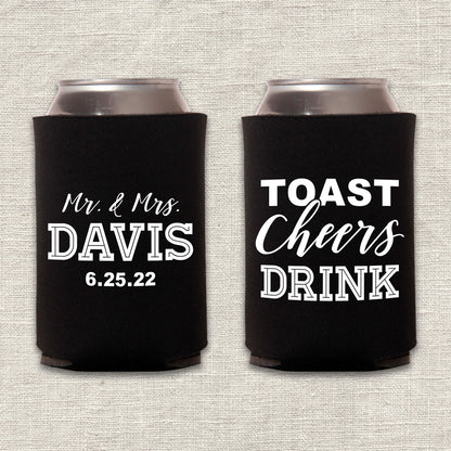 Toast, Cheers, Drink Wedding Koozie