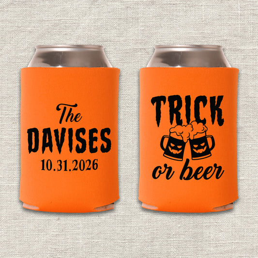 Trick or Beer Halloween Wedding Koozie