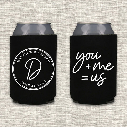 You + Me = Us Wedding Koozie