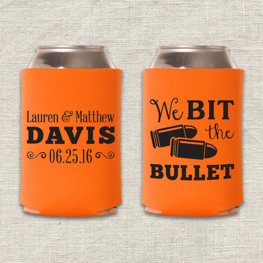 We Bit the Bullet Hunting Wedding Koozie