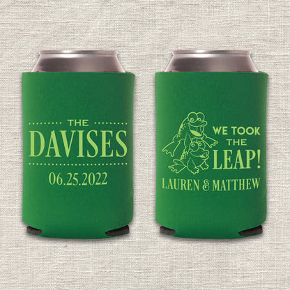 We Took the Leap Frog Wedding Koozie