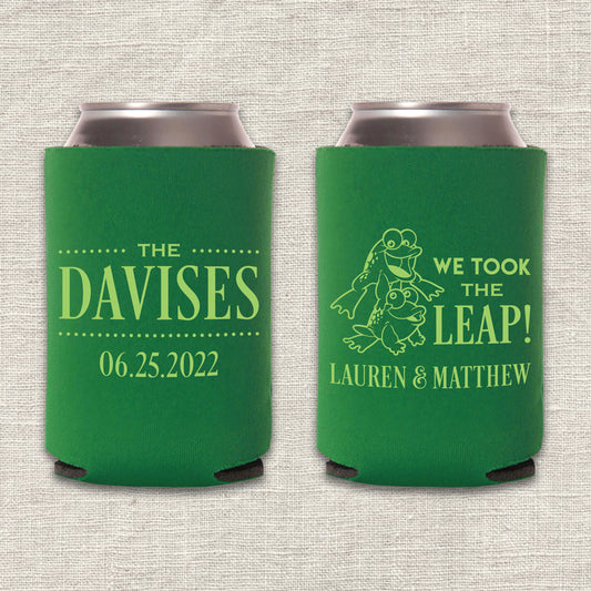 We Took the Leap Frog Wedding Koozie