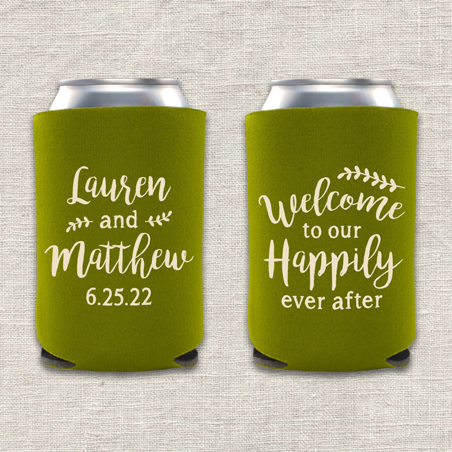 Welcome to our Happily Ever After Wedding Koozie
