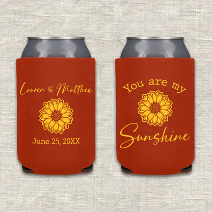You Are My Sunshine Sunflower Wedding Koozie