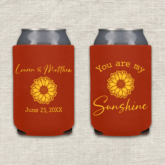 You Are My Sunshine Sunflower Wedding Koozie