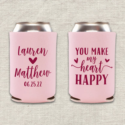 You Make My Heart Happy Wedding Koozie