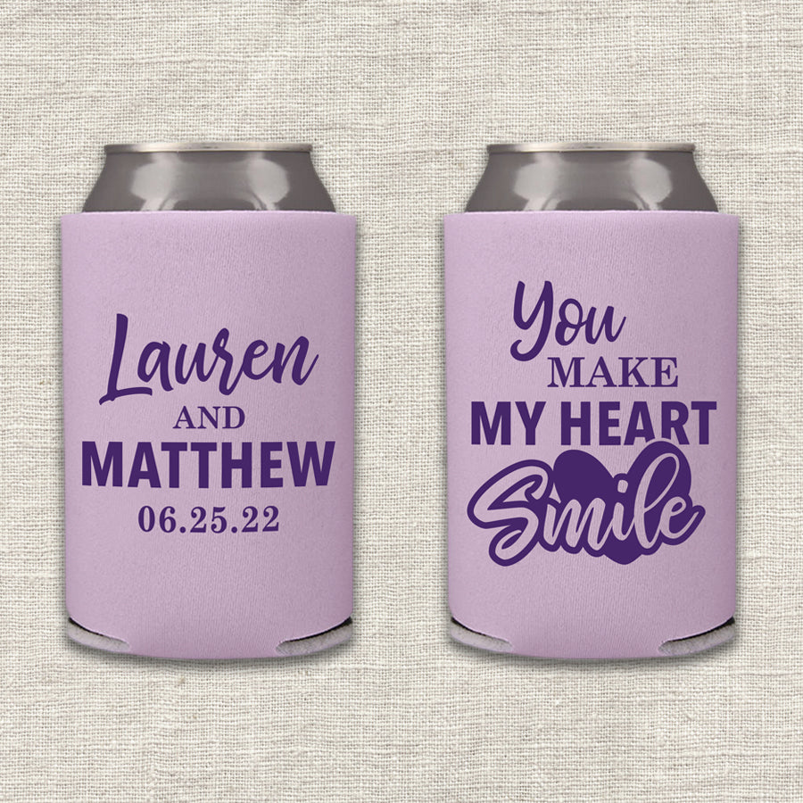You Make My Heart Smile Wedding Koozie