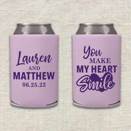 You Make My Heart Smile Wedding Koozie